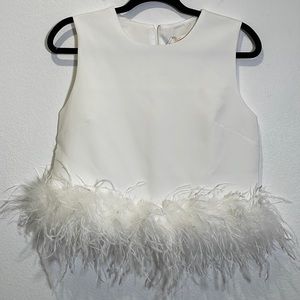 White Cropped Feather Tank